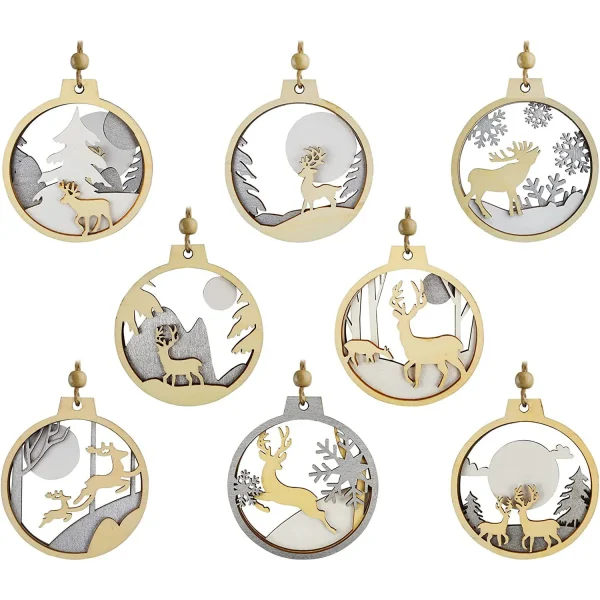 24pcs Christmas Wooden Reindeer Ornaments 8 24pcs Christmas Wooden Reindeer Ornaments - Image 6