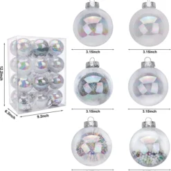 24pcs Shatterproof Clear Plastic Christmas Balls 10 24pcs Shatterproof Clear Plastic Christmas Balls -Christmas Decorations Store 24Pcs Chrome Plastic Clear Ball Ornaments with Filling 4 result 600x617 1