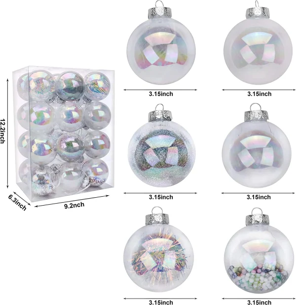 24pcs Shatterproof Clear Plastic Christmas Balls 5 24pcs Shatterproof Clear Plastic Christmas Balls - Image 3