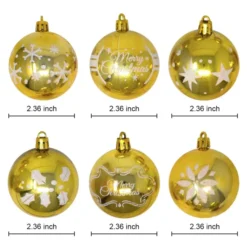 24pcs Gold Christmas Ball Ornaments With Glitters -Christmas Decorations Store 24Pcs Gold Christmas Ornament with Glittering Painting 2 5 600x600 1