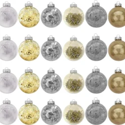 24pcs Gold Clear Plastic Christmas Ball Ornaments -Christmas Decorations Store 24Pcs Gold Plastic Clear Ball Ornaments with Filling 3 result 600x563 1
