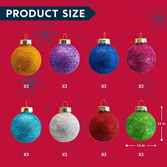 24pcs Mini Christmas Glitter Ball Ornaments 8 24pcs Mini Christmas Glitter Ball Ornaments - Image 6