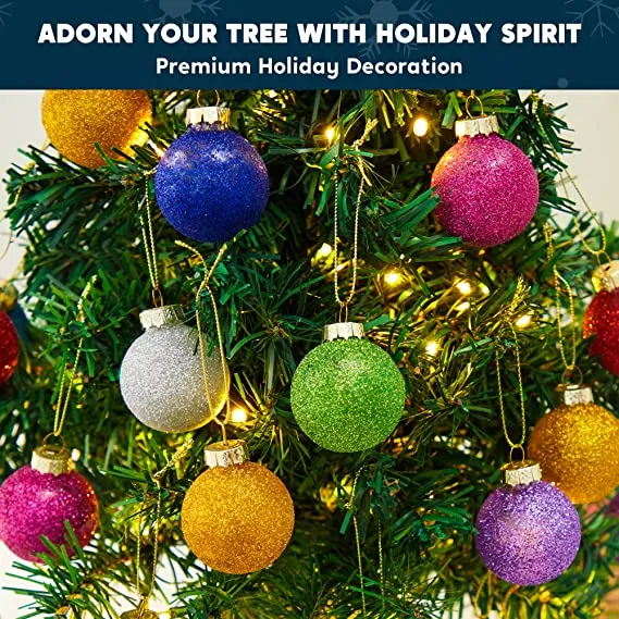 24pcs Mini Christmas Glitter Ball Ornaments 5 24pcs Mini Christmas Glitter Ball Ornaments - Image 3