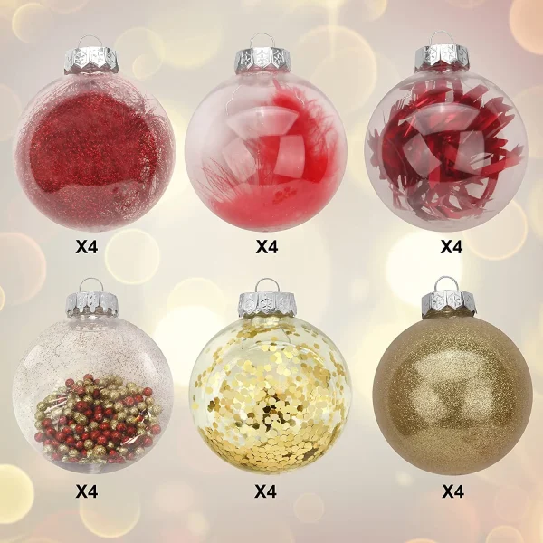 24pcs Clear Plastic Red And Gold Christmas Ornaments 3.15in 7 24pcs Clear Plastic Red And Gold Christmas Ornaments 3.15in - Image 5
