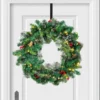 50 LED Battery Operated Snow Flocked Wreath 24in -Christmas Decorations Store 24Snow Flocked Prelit Christmas Wreath 2 result 600x600 1