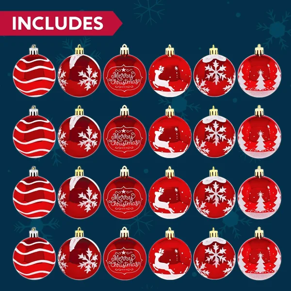 24pcs Red And White Christmas Ball Ornaments 8 24pcs Red And White Christmas Ball Ornaments - Image 6