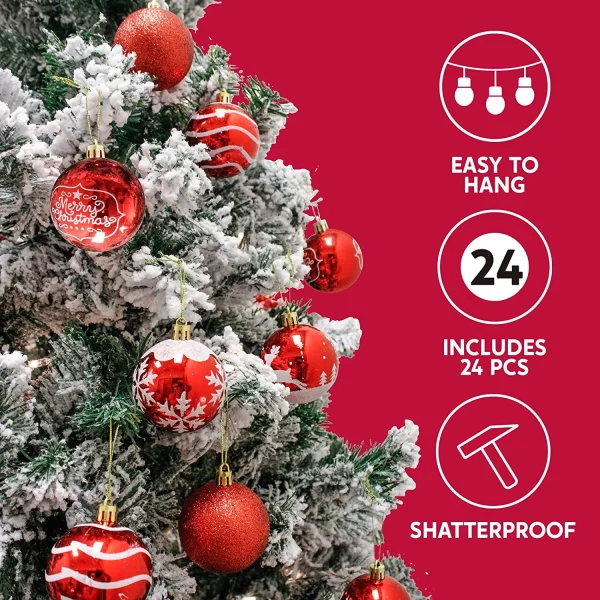 24pcs Red And White Christmas Ball Ornaments 4 24pcs Red And White Christmas Ball Ornaments - Image 2