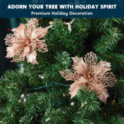 24pcs Rose Gold Christmas Poinsettia Flower Decorations -Christmas Decorations Store 24pcs Rose Gold Christmas Poinsettia Flower Decorations 3 600x600 1