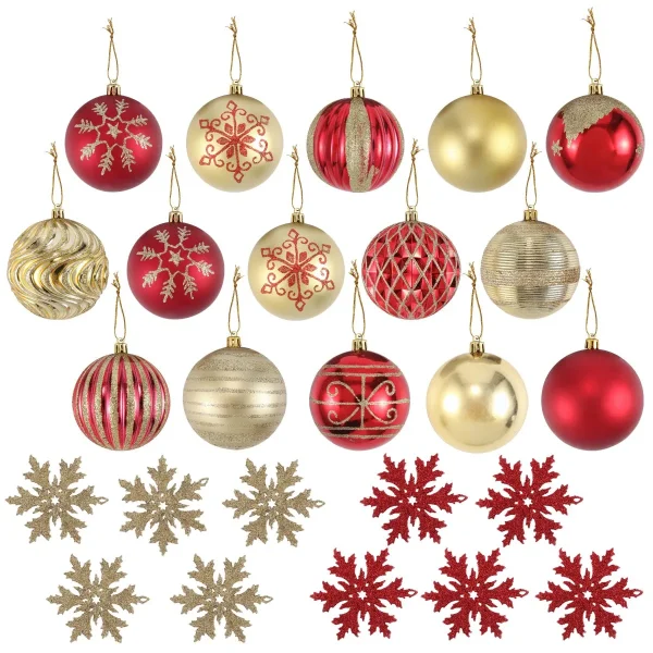 25pcs Red And Gold Christmas Ball Ornaments 3.15in 3 25pcs Red And Gold Christmas Ball Ornaments 3.15in