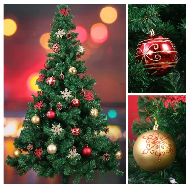 25pcs Red And Gold Christmas Ball Ornaments 3.15in 4 25pcs Red And Gold Christmas Ball Ornaments 3.15in - Image 2