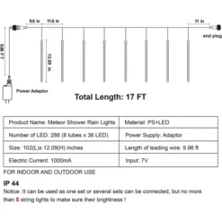 2x 8 Tubes (12in) Meteor Shower Rain Lights, Multicolor -Christmas Decorations Store 288 LED Meteor Shower Rain Lights 8 Tubes 30cm Multicolor 4 result 1 600x600 1