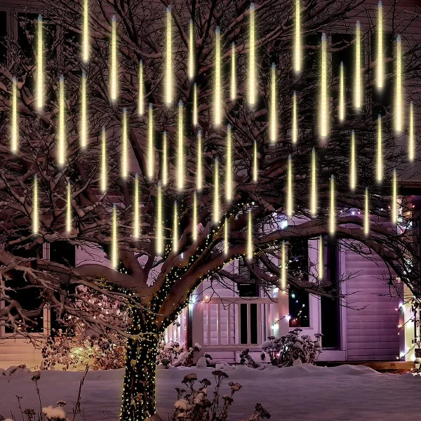3x 8 Tubes (12in) Christmas Meteor Shower Rain Lights, Warm White 8 3x 8 Tubes (12in) Christmas Meteor Shower Rain Lights, Warm White - Image 6