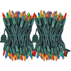 2x100 LED Multicolor Christmas Green Wire String Lights 26.25ft -Christmas Decorations Store 2Pcs 100 LED Christmas Multicolor Green Wire String Lights 26 1