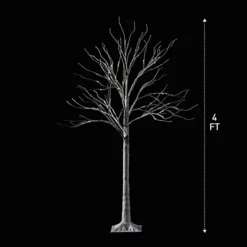 2x 4ft White Birch Tree With 64 LED Lights -Christmas Decorations Store 2Pcs 64 LED White Birch Tree with Lights 4ft 4