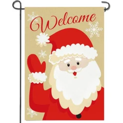 2pcs Welcome Burlap Christmas House Flags -Christmas Decorations Store 2Pcs Christmas Burlap Welcome Flag 3