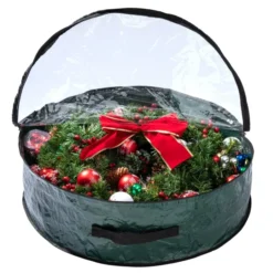2Pcs Christmas Wreath Green Storage Bag With Clear Window -Christmas Decorations Store 2Pcs Christmas Wreath Green Storage Bag with Clear Window 3 600x600 1