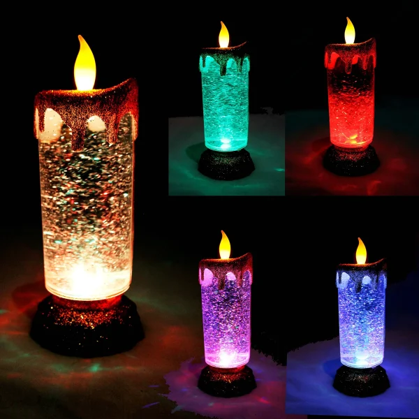 2pcs Flameless Led Candles With Glitter Swirls 3 2pcs Flameless Led Candles With Glitter Swirls