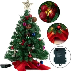 2pcs 50 LED Mini Tabletop Christmas Tree Prelit 24in -Christmas Decorations Store 2Pcs Prelit Tabletop Christmas Tree 24in 1 1 600x627 1