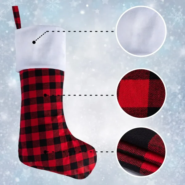 2pcs Red And Black Buffalo Plaid Christmas Stockings 6 2pcs Red And Black Buffalo Plaid Christmas Stockings - Image 4