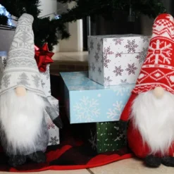 2pcs Red And Grey Swedish Santa Gnome Ornaments