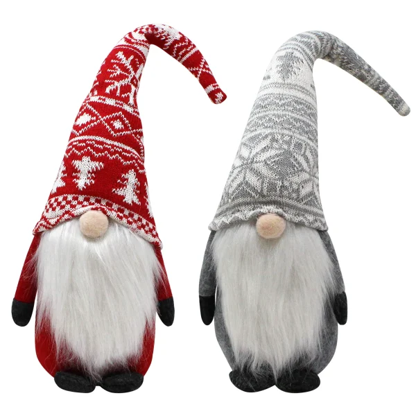 2pcs Red And Grey Swedish Santa Gnome Ornaments 4 2pcs Red And Grey Swedish Santa Gnome Ornaments - Image 2
