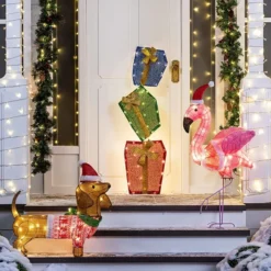 2ft LED Dog Christmas Decoration -Christmas Decorations Store 2ft Tinsel Wiener Dog Christmas Yard Lights 2 600x596 1