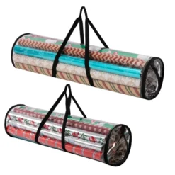 2pcs Black Christmas Clear Gift Wrap Organizer