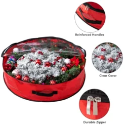 2pcs Red Wreath Storage Bags With Clear Window 24in -Christmas Decorations Store 2pcs Red Wreath Storage Bags with Clear Window 24in 4 600x600 1