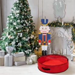 2pcs Red Wreath Storage Bags With Clear Window 24in -Christmas Decorations Store 2pcs Red Wreath Storage Bags with Clear Window 24in 5 600x600 1