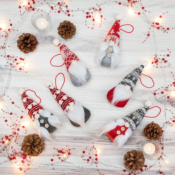 6pcs Plush Gnome Christmas Ornaments 6in 4 6pcs Plush Gnome Christmas Ornaments 6in - Image 2