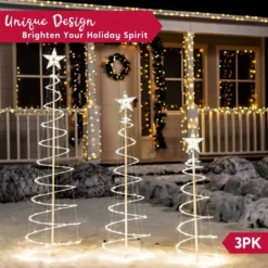 3pcs Outdoor Spiral Christmas Tree Warm White Lights -Christmas Decorations Store 3 Packs Lighted Spiral Christmas Tree Set 4 result 600x600 1