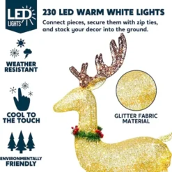3Pcs Christmas Yard Lights 5ft Buck, 4ft Doe, 3ft Fawn With Wreath 12 3Pcs Christmas Yard Lights 5ft Buck, 4ft Doe, 3ft Fawn With Wreath -Christmas Decorations Store 3 Pcs LED Yard Lights Fabric 5ft Buck 4ft Doe and 3ft Fawn with Wreath Gold 4 600x618 1