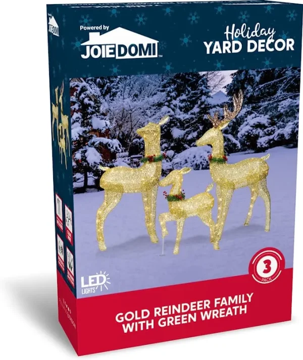 3Pcs Christmas Yard Lights 5ft Buck, 4ft Doe, 3ft Fawn With Wreath 8 3Pcs Christmas Yard Lights 5ft Buck, 4ft Doe, 3ft Fawn With Wreath - Image 6
