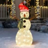 80 LED Cotton Snowman With Christmas Hat 3.5ft -Christmas Decorations Store 3.5ft Snowman with Christmas Hat Yard Lights 4 600x600 1