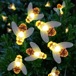 30 LED Honey Bees Fairy String Lights Warm White 21ft