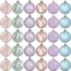 30pcs Pink And Purple Christmas Ornaments 2.36in -Christmas Decorations Store 30Pcs 6CM Fantasy Christmas Ornaments Assorted Design 1 600x602 1