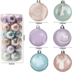 30pcs Pink And Purple Christmas Ornaments 2.36in -Christmas Decorations Store 30Pcs 6CM Fantasy Christmas Ornaments Assorted Design 2 600x627 1