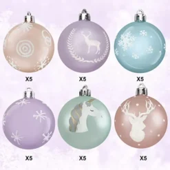 30pcs Pink And Purple Christmas Ornaments 2.36in -Christmas Decorations Store 30Pcs 6CM Fantasy Christmas Ornaments Assorted Design 6 600x600 1