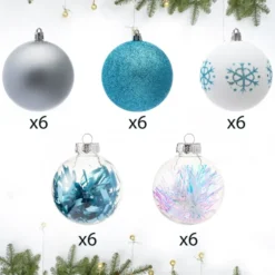 30pcs Blue, White And Silver Christmas Ball Ornaments -Christmas Decorations Store 30Pcs Assorted Style Ball Ornaments Blue White Silver 3 2 result 1024x1024 1 600x600 1