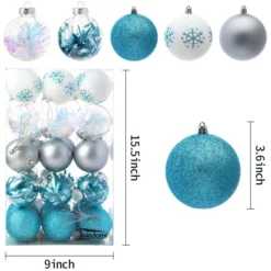 30pcs Blue, White And Silver Christmas Ball Ornaments -Christmas Decorations Store 30Pcs Assorted Style Ball Ornaments Blue White Silver 3 4 result 600x600 1