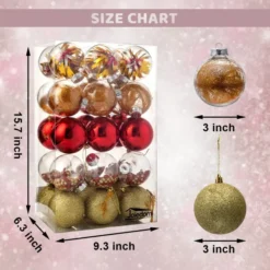 30pcs Red And Gold Silver Christmas Ball Ornaments -Christmas Decorations Store 30Pcs Assorted Style Ball Ornaments Red Gold 3 2 result 600x600 1