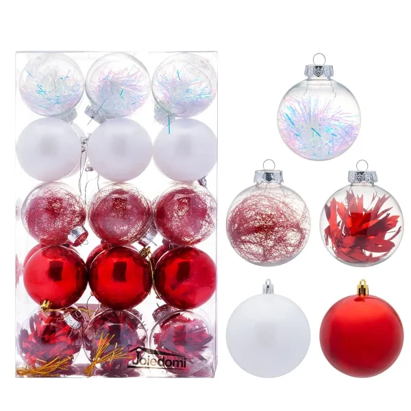 30pcs Red And White Christmas Ball Ornaments 3 30pcs Red And White Christmas Ball Ornaments