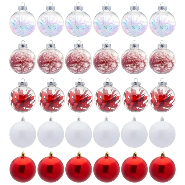 30pcs Red And White Christmas Ball Ornaments 4 30pcs Red And White Christmas Ball Ornaments - Image 2