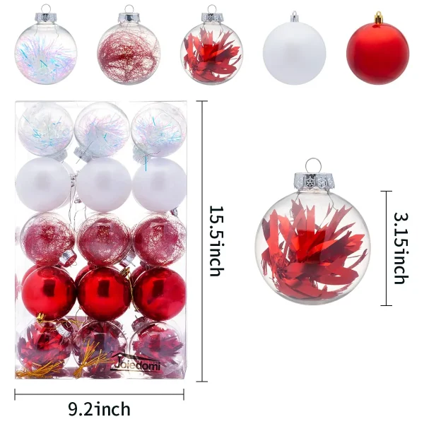 30pcs Red And White Christmas Ball Ornaments 5 30pcs Red And White Christmas Ball Ornaments - Image 3