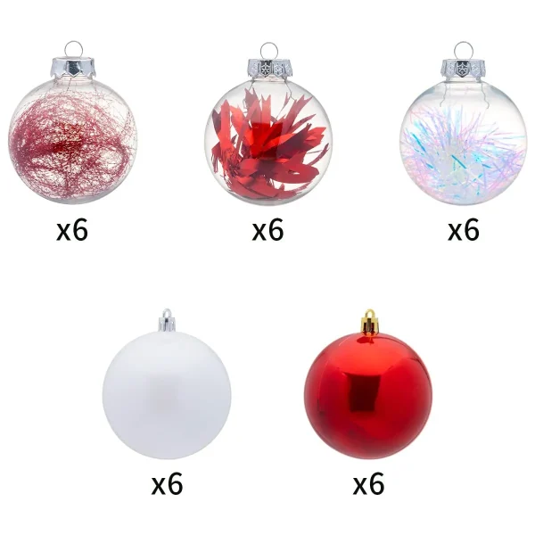 30pcs Red And White Christmas Ball Ornaments 6 30pcs Red And White Christmas Ball Ornaments - Image 4