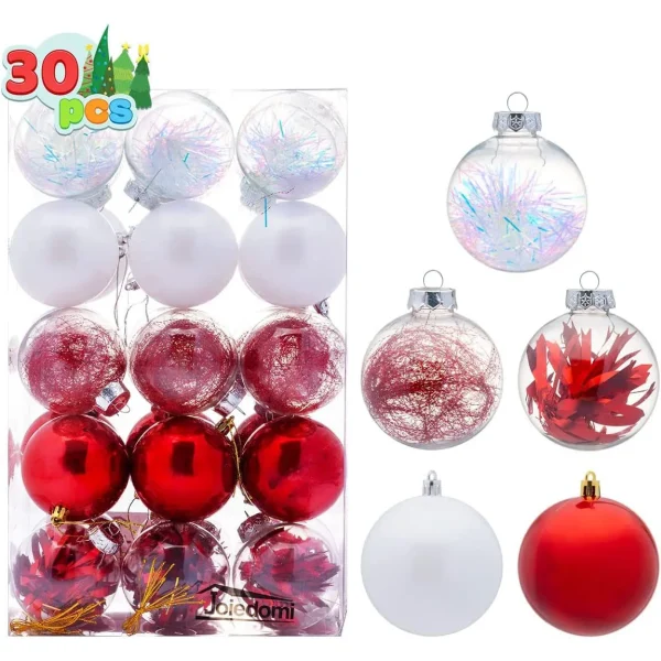30pcs Red And White Christmas Ball Ornaments 7 30pcs Red And White Christmas Ball Ornaments - Image 5