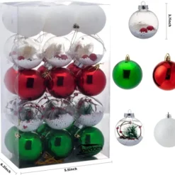 30pcs Red Green & White Clear Ball Ornaments 3.15in -Christmas Decorations Store 30Pcs Red amp Green Assorted Style Christmas Ball Ornaments 3.15in 4 result 600x547 1