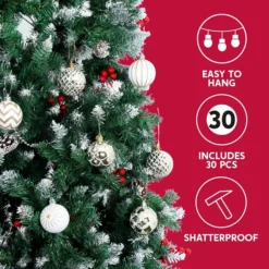 30pcs Gold & White Assorted Christmas Ornaments 6cm -Christmas Decorations Store 30pcs Gold amp White Assorted Christmas Ornaments 6cm 7 600x600 1