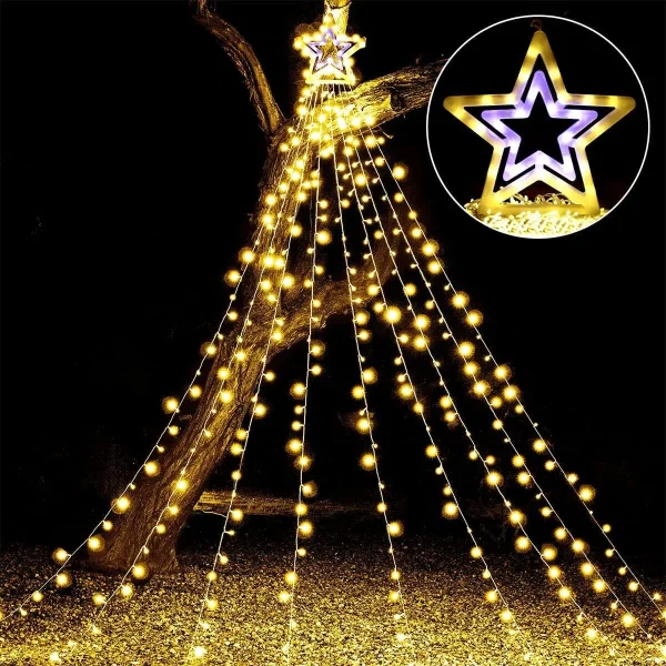 345 LED 8 Lighting Modes Waterfall Lights Warm White 16.4ft 3 345 LED 8 Lighting Modes Waterfall Lights Warm White 16.4ft