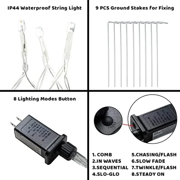 345 LED 8 Lighting Modes Waterfall Lights Warm White 16.4ft 8 345 LED 8 Lighting Modes Waterfall Lights Warm White 16.4ft - Image 6